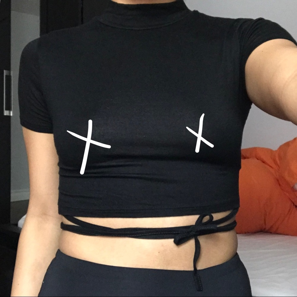 Cropped Mock Neck